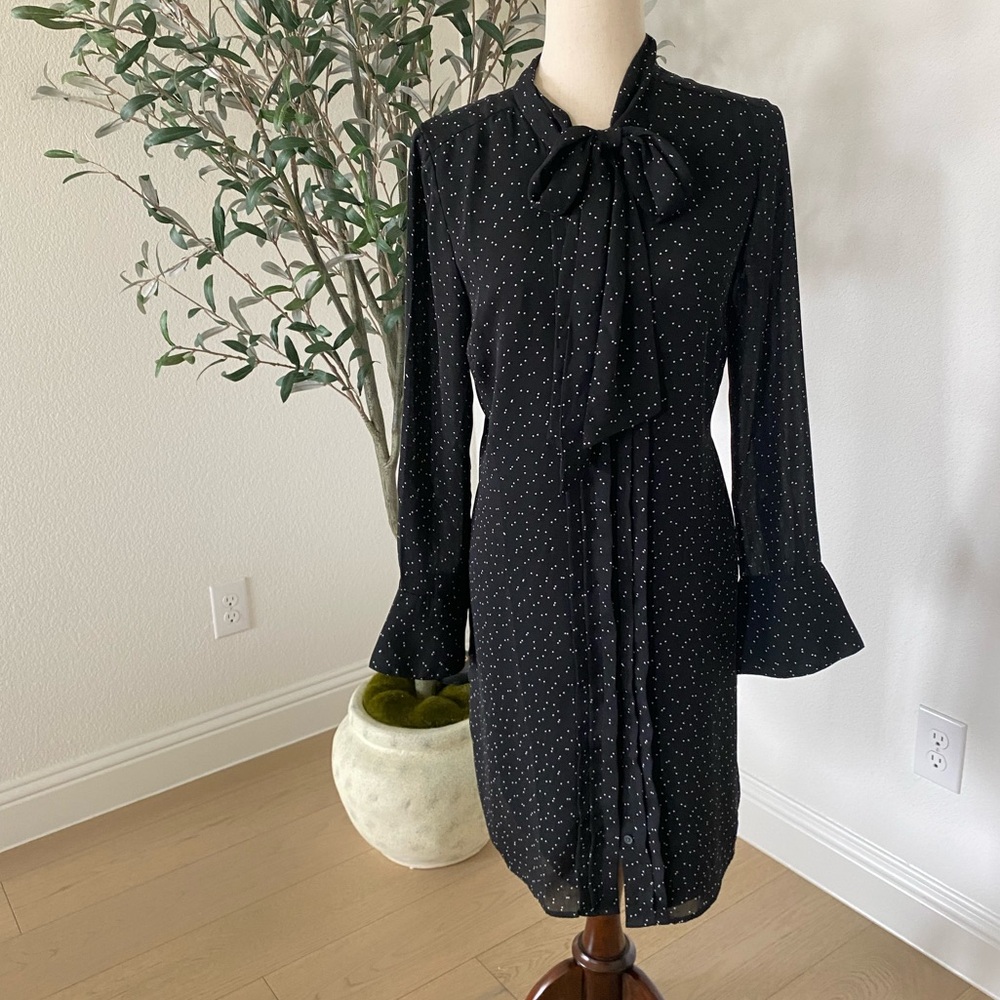 Banana Republic Dotted Tie Neck Dress